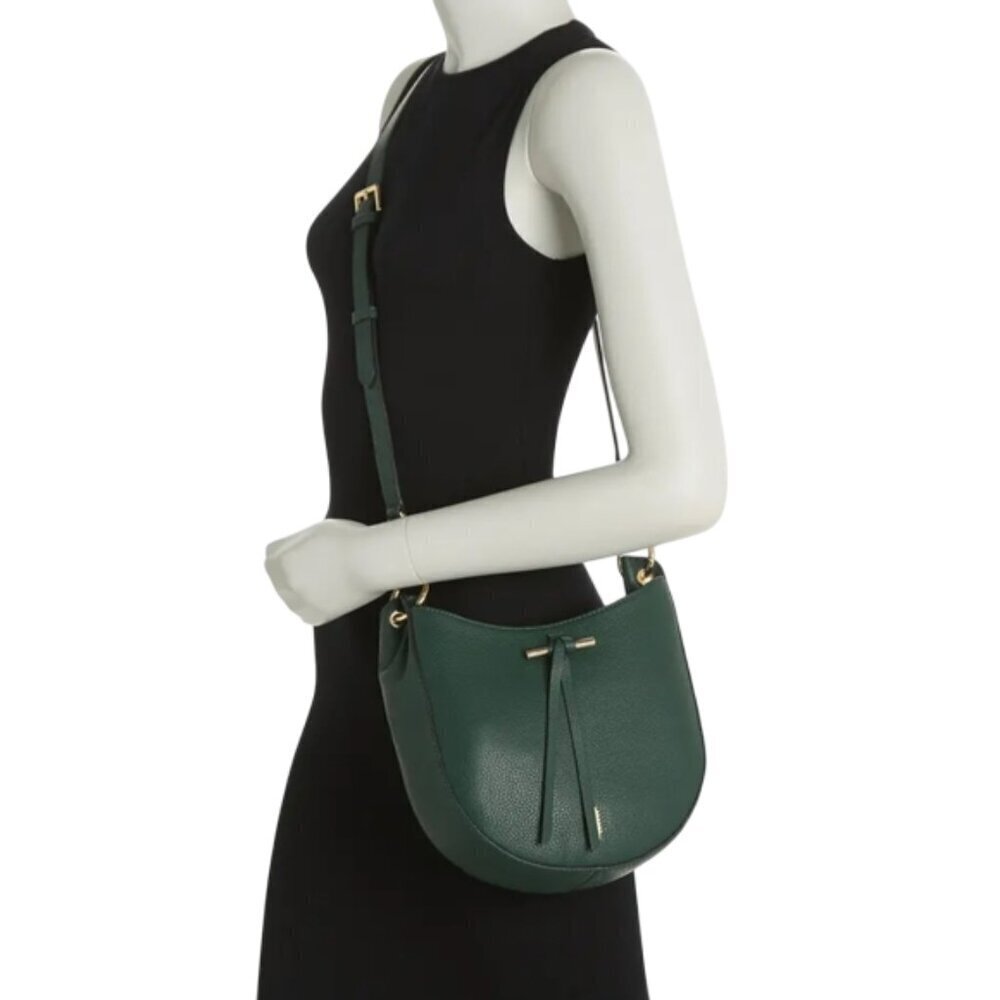 Like New Thacker Sienna Leather Crossbody Bag Forest Green 8" H x 9" W x 2.5" D